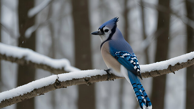 blue jay on snow