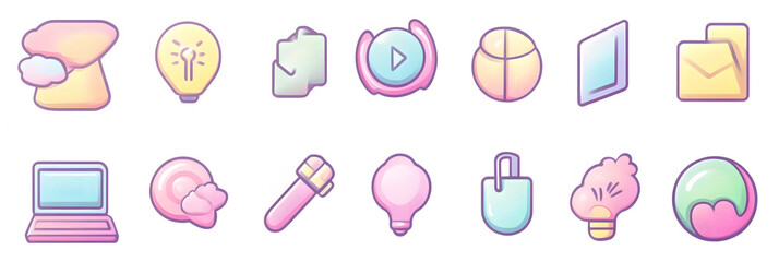 Collection of Stylized Icons in Grid Layout