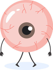 Sad Sick Red Eye Vector Illustration. Vision organ with sore eye ill