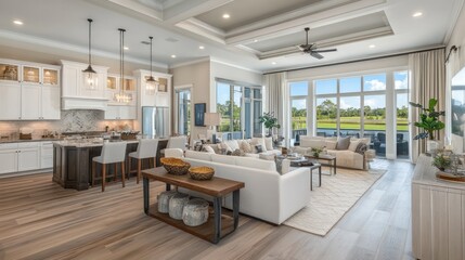 Fototapeta premium Elegant Open Plan Living Room Kitchen Design