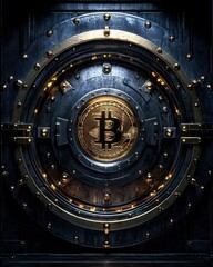 Fototapeta premium Cryptocurrency security measures digital vault concept art futuristic environment close-up view blockchain innovation