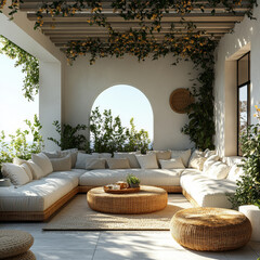 Cozy rooftop terrace with plants