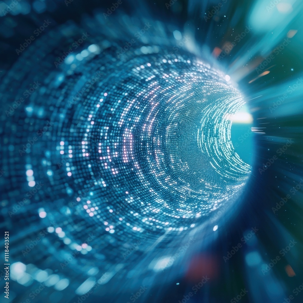 Poster exploring digital realms data visualization virtual environment abstract conceptualization futuristi