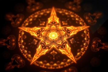 Glowing golden star with intricate ornaments creating a stunning visual