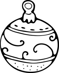 A vector illustration of a Christmas tree toy in outline form, designed for coloring