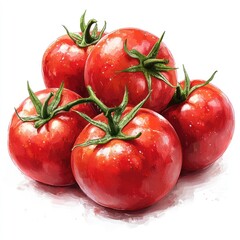 A vibrant cluster of red tomatoes stacked together, showcasing their freshness and appeal.