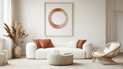 Modern Living Room Decor With Neutral Tones And Abstract Art