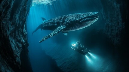 Obraz premium Magnificent Whale in a Deep Sea Cave