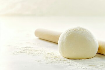  Kneaded Dough Ball Ready for Baking on a minimalist white Background.