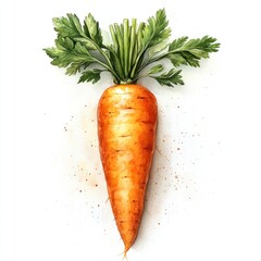 A vibrant illustration of a carrot with green leaves on top, showcasing its natural beauty.