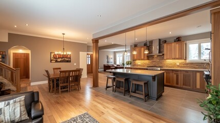 Fototapeta premium Modern Open Concept Kitchen Dining Area Design