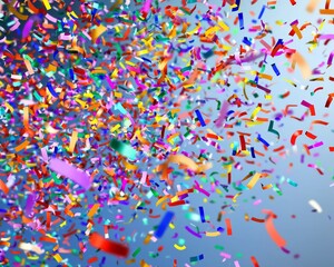 Obraz premium A vibrant explosion of colorful confetti fills the air, creating a festive and celebratory atmosphere.