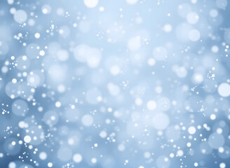 Fototapeta premium A winter background filled with soft snowflakes and icy blue hues, creating a frosty atmosphere perfect for seasonal and holiday themes.