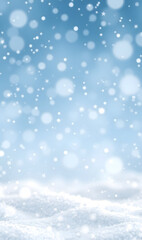 Fototapeta premium A winter background filled with soft snowflakes and icy blue hues, creating a frosty atmosphere perfect for seasonal and holiday themes.