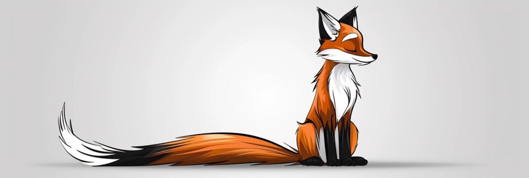 Sharp clean fox line art with minimal details symbolizing agility and wit leaving blank space for flexible layouts or creative designs