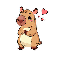 Capybara in love, Love, Valentine's Day, holiday, birthday, Design for postcard, packaging, fabric. Vector illustration