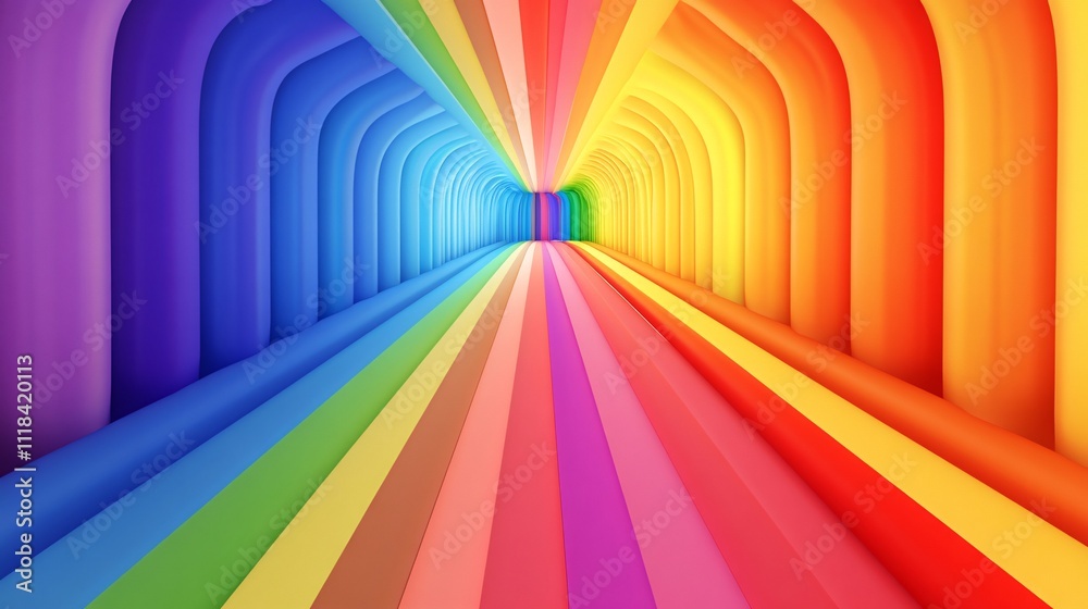 Poster rainbow tunnel creating a vibrant path to infinity