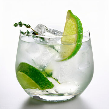 Gin Tonic su sfondo bianco