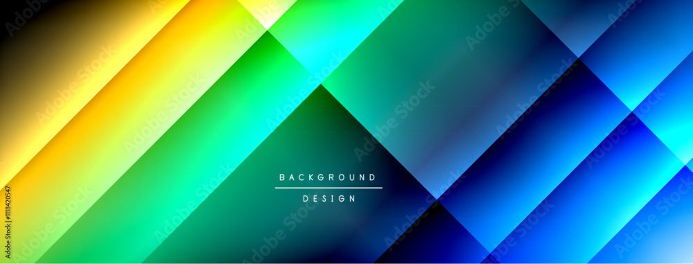 Poster Dynamic shadow lines with gradient colors geometric background
