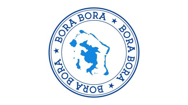 Bora Bora intro. Badge with the circular name and map. Island round logo animation.