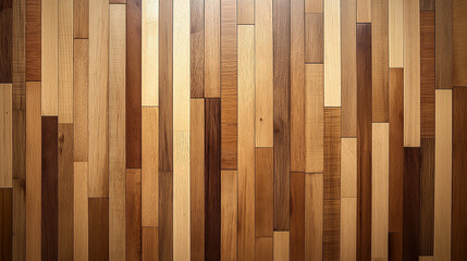 Fototapeta premium Smooth wooden parquet with alternating tones and textures creating a natural striped pattern