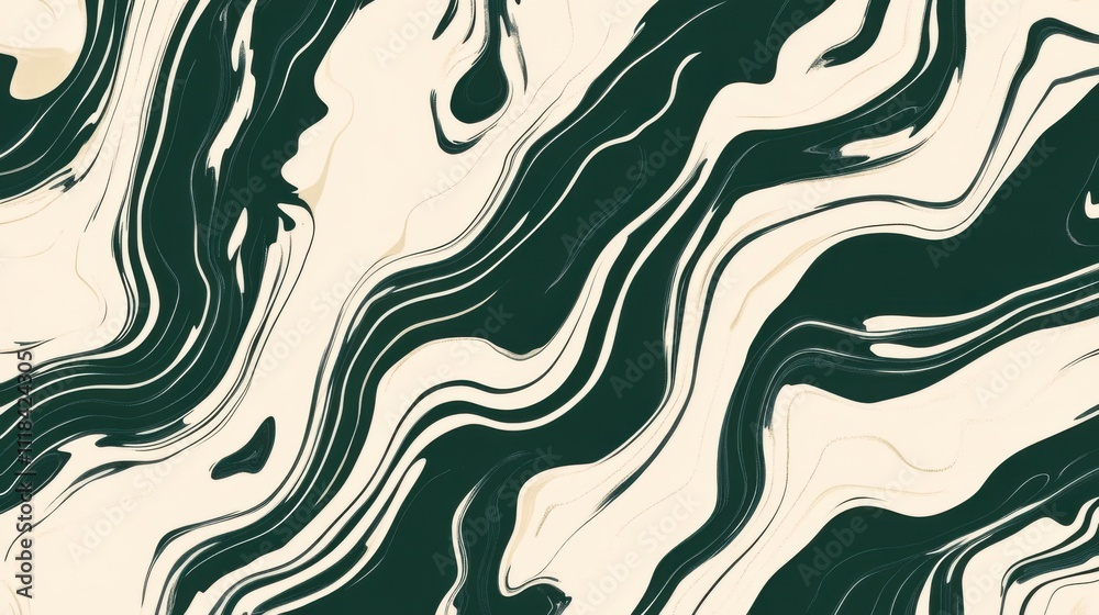 Poster irregular patterns of bold streaks in green and cream create a dynamic visual effect. the design fea