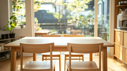 Light Wood Dining Table Chairs Sunny Room