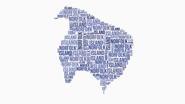 Norfolk Island regions word cloud animation. Country logo animated video. Norfolk Island colored text cloud. Regions typography style motion graphics. Modern video.