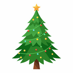 Christmas tree vector icon with white background