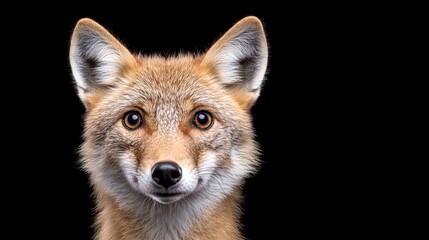 Fototapeta premium The Curious Gaze of a Coyote: A striking portrait of a coyote, captured in a moment of intense focus, reveals the animal's captivating intelligence and wild spirit.