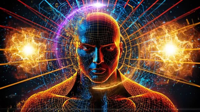  Abstraktion Der ergreifende Blick des Neon 16х9.