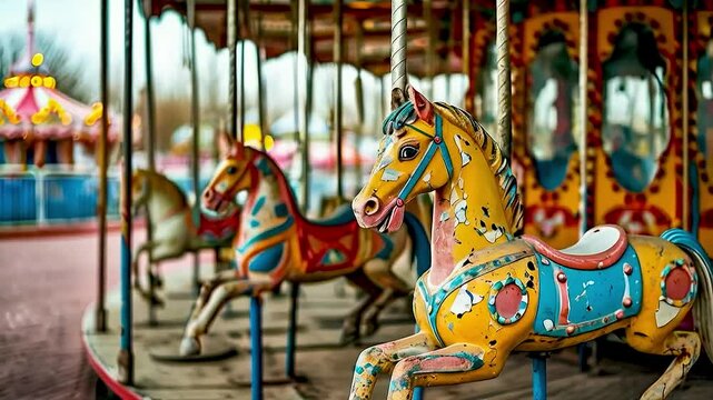 a carousel  and  horses