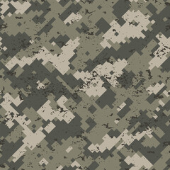 Seamless camouflage patterns in pixel style grunge