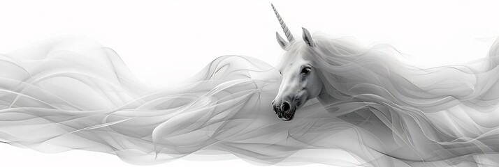 Naklejka premium Minimalist unicorn sketch soft curves elegant horn details capturing a whimsical and graceful theme offering large blank areas