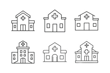 Fototapeta premium hospital icon line art vector illustration outline design