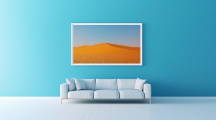 Desert Landscape Adorns Modern Minimalist Living Room