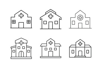 hospital icon line art vector illustration outline design