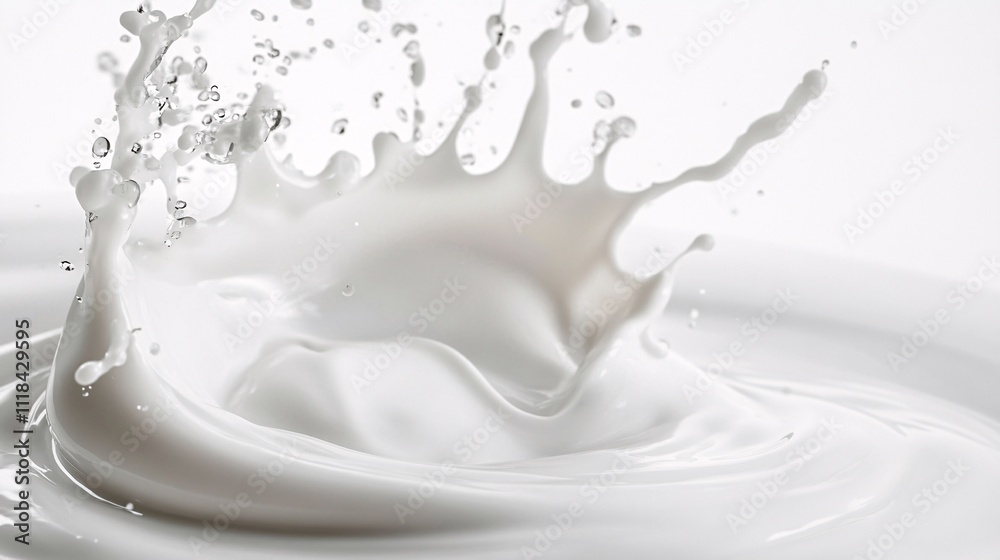 Poster Milk splashing and creating a crown shape with droplets