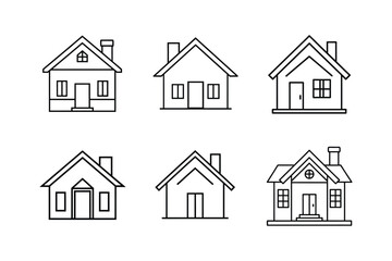  house icon line art vector illustration outline design