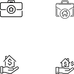 real estate home ownership and bag financial icon set
