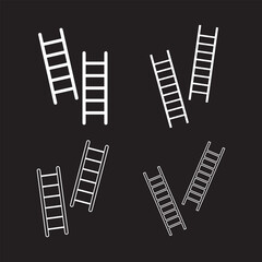 ladder vector icon set. home tall metal ladder symbol.