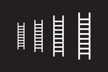Wooden step ladder silhouette isolated on black background. Step ladder icon vector illustration design.
