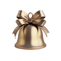 Shiny gold Christmas bell with a ribbon bow