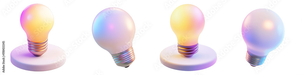 Wall mural lightbulb - 3d set on transparent background png file