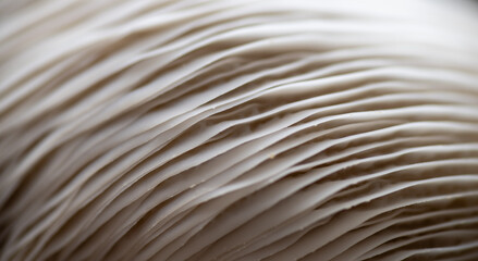 Macro Close up of Blue Oyster Mushroom Gills and Stem