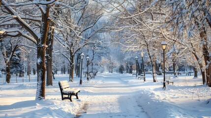The landscape looks like a winter wonderland, with the trees creating a beautiful contrast against the soft white ground.