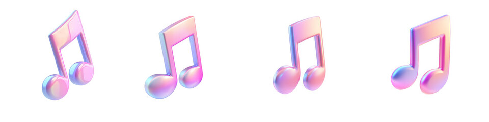 music note - 3d Set on transparent background PNG file