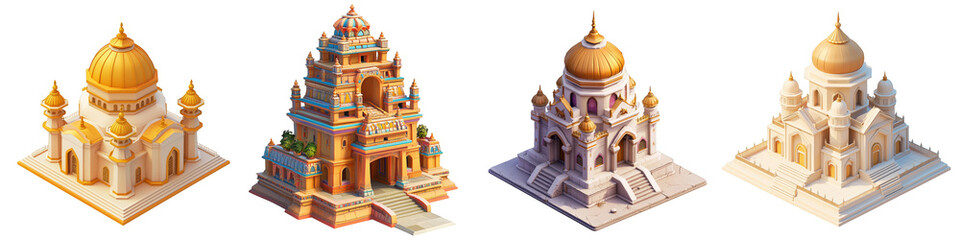 Obraz premium castle - 3d Set on transparent background PNG file