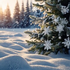 Christmas tree, Christmas tree in the winter forest