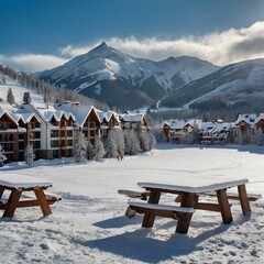 Ski resort, mountains